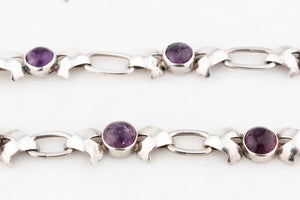 VINTAGE MID-CENTURY 21.84ct AMETHYST NECKLACE STERLING SILVER