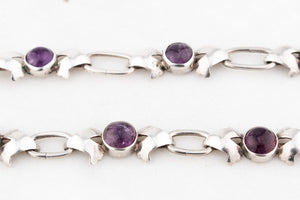 VINTAGE MID-CENTURY 21.84ct AMETHYST NECKLACE STERLING SILVER