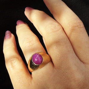 VINTAGE STAR RUBY RING 14ct GOLD