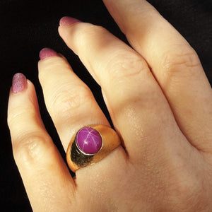 VINTAGE STAR RUBY RING 14ct GOLD