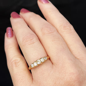 ANTIQUE EDWARDIAN AUSTRALIAN c1913 FIVE STONE DIAMOND RING 18ct GOLD