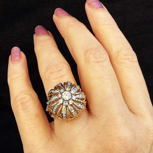 VINTAGE 1940’s .93CT DIAMOND BOMBE RING 14ct GOLD