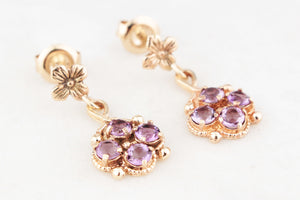 ANTIQUE EDWARDIAN AMETHYST EARRINGS 9ct GOLD