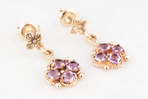 ANTIQUE EDWARDIAN AMETHYST EARRINGS 9ct GOLD
