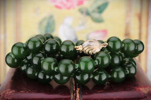 NEPHRITE JADE NECKLACE WITH DIAMOND CLASP IN 9ct GOLD