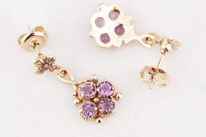 ANTIQUE EDWARDIAN AMETHYST EARRINGS 9ct GOLD