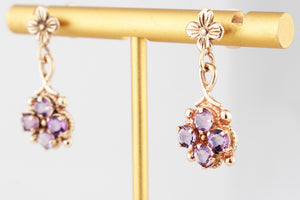 ANTIQUE EDWARDIAN AMETHYST EARRINGS 9ct GOLD