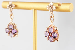ANTIQUE EDWARDIAN AMETHYST EARRINGS 9ct GOLD