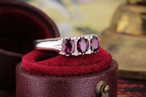 RETRO SAPPHIRE & DIAMOND HALF HOOP RING IN 18ct WHITE GOLD