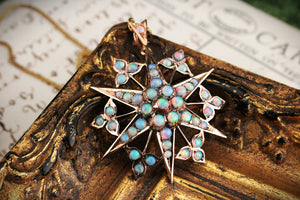 ANTIQUE EDWARDIAN OPAL STARBURST PENDANT/BROOCH IN 15ct GOLD