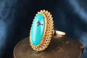 VINTAGE c1940’s TURQUOISE RING 18ct GOLD