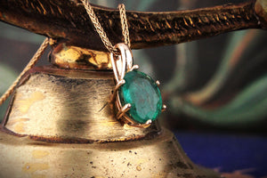 CUSTOM ZAMBIAN EMERALD PENDANT IN 10ct GOLD