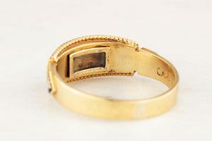 EDWARDIAN 1904 DIAMOND & SEED PEARL MOURNING RING 15ct GOLD