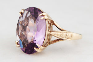 MID-CENTURY 3.60ct AMETHYST RING 9ct GOLD