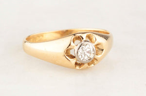 ANTIQUE EDWARDIAN .28ct DIAMOND FLOWER RING 18ct GOLD