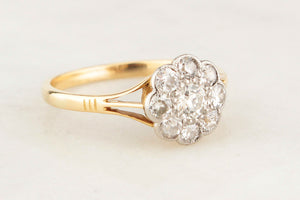 EDWARDIAN DIAMOND DAISY RING 18CT YELLOW GOLD