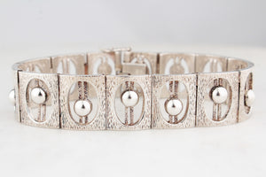 MID-CENTURY 1971 STERLING SILVER BRUTALIST BRACELET