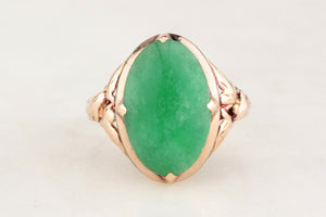 ANTIQUE ART DECO c1920/30 JADE RING 14ct GOLD