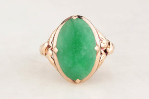 ANTIQUE ART DECO c1920/30 JADE RING 14ct GOLD