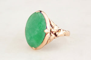 ANTIQUE ART DECO c1920/30 JADE RING 14ct GOLD