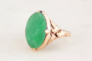 ANTIQUE ART DECO c1920/30 JADE RING 14ct GOLD