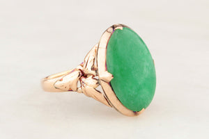 ANTIQUE ART DECO c1920/30 JADE RING 14ct GOLD