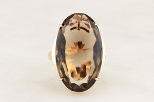 VINTAGE 22ct SMOKY QUARTZ COCKTAIL RING 14ct GOLD