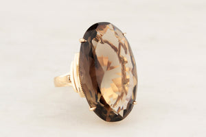 VINTAGE 22ct SMOKY QUARTZ COCKTAIL RING 14ct GOLD