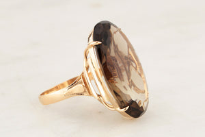 VINTAGE 22ct SMOKY QUARTZ COCKTAIL RING 14ct GOLD