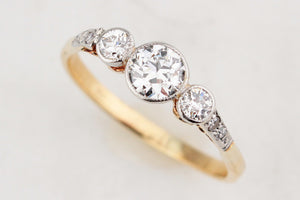 ANTIQUE EDWARDIAN c1910 DIAMOND TRILOGY RING 18ct GOLD
