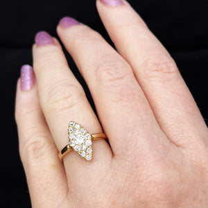 ANTIQUE LATE VICTORIAN .75ct DIAMOND CLUSTER RING 18ct GOLD