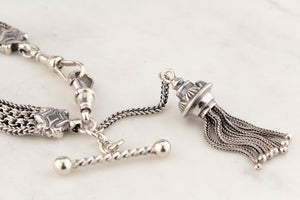 VICTORIAN c1880 SILVER ALBERTINA BRACELET