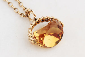 ANTIQUE EDWARDIAN CITRINE SWIVEL FOB PENDANT 9ct GOLD