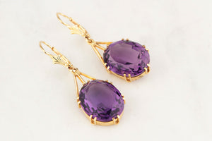 ANTIQUE AMETHYST EARRINGS 9ct GOLD