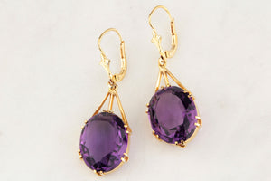 ANTIQUE AMETHYST EARRINGS 9ct GOLD