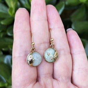 ANTIQUE EDWARDIAN c1910 JADE EARRINGS 9ct GOLD