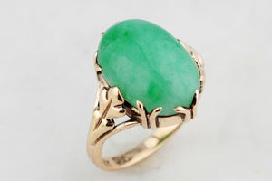 VINTAGE c1940’s JADE RING 14ct GOLD