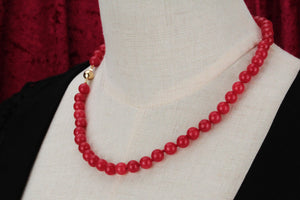 RED JADE NECKLACE WITH 14CT GOLD CLASP