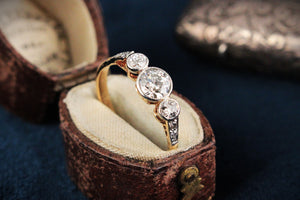 ANTIQUE EDWARDIAN c1910 DIAMOND TRILOGY RING 18ct GOLD