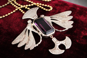 SILVER ARTS & CRAFTS 17ct AMETHYST DRAGONFLY PENDANT