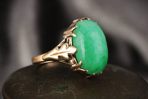 VINTAGE c1940’s JADE RING 14ct GOLD