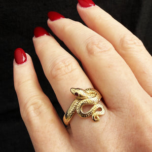 VINTAGE RUBY SERPENT RING 9ct GOLD