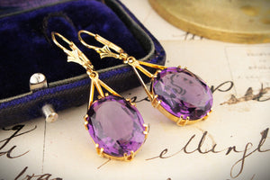 ANTIQUE AMETHYST EARRINGS 9ct GOLD