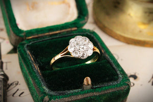 EDWARDIAN DIAMOND DAISY RING 18CT YELLOW GOLD