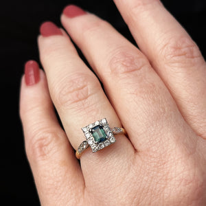 ANTIQUE ART DECO  PARTI SAPPHIRE & DIAMOND RING 18ct GOLD