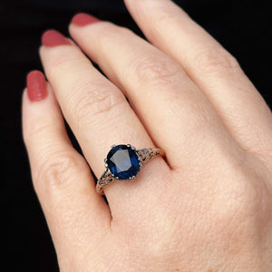 ART DECO BLUE TOURMALINE RING 18ct GOLD