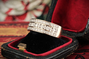 VINTAGE TRIPLE ROW 1.15ct DIAMOND BAND 9ct GOLD