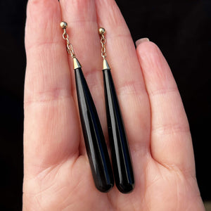 ANTIQUE EDWARDIAN ONYX EARRINGS 9ct GOLD