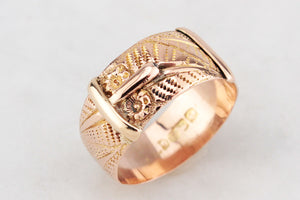 ANTIQUE EDWARDIAN BUCKLE RING 9ct GOLD