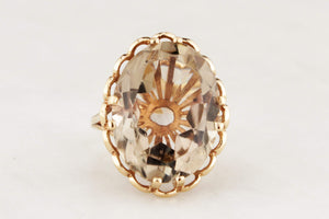 MID-CENTURY 16.50ct CITRINE COCKTAIL RING 9ct GOLD